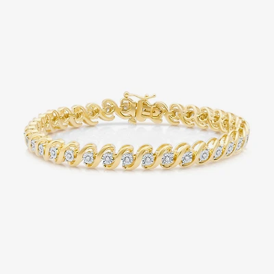 Womens 1/2 CT.T.W. Natural Diamond 14k Gold Over SIlver Tennis Bracelet