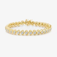 Womens 1/2 CT.T.W. Natural Diamond 14k Gold Over SIlver Tennis Bracelet