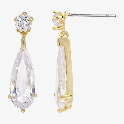 Sparkle Allure Womens Cubic Zirconia 14K Gold Over Brass Oblong Drop Earrings