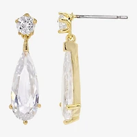 Sparkle Allure Womens Cubic Zirconia 14K Gold Over Brass Oblong Drop Earrings
