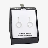 Sparkle Allure Womens Cubic Zirconia Pure Silver Over Brass Round Drop Earrings