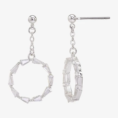 Sparkle Allure Womens Cubic Zirconia Pure Silver Over Brass Round Drop Earrings