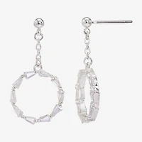 Sparkle Allure Womens Cubic Zirconia Pure Silver Over Brass Round Drop Earrings