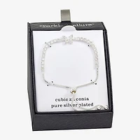 Sparkle Allure Womens Cubic Zirconia Pure Silver Over Brass Butterfly 6 3/4 Inch Tennis Bracelet
