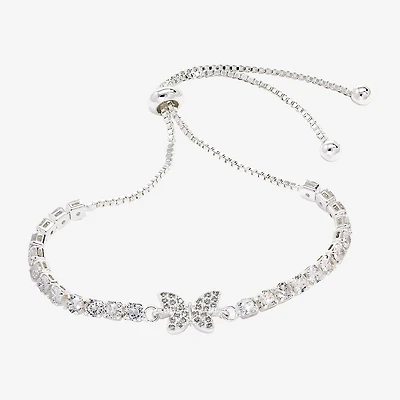 Sparkle Allure Womens Cubic Zirconia Pure Silver Over Brass Butterfly 6 3/4 Inch Tennis Bracelet