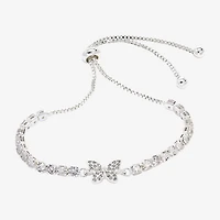 Sparkle Allure Womens Cubic Zirconia Pure Silver Over Brass Butterfly 6 3/4 Inch Tennis Bracelet