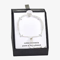 Sparkle Allure Womens Cubic Zirconia Heart Bolo Bracelet