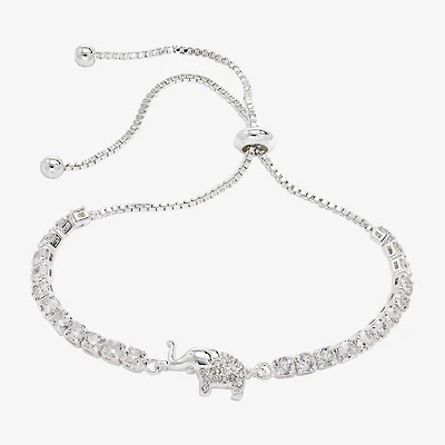 Sparkle Allure Elephant Womens Cubic Zirconia Bolo Bracelet