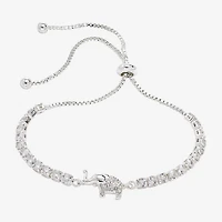 Sparkle Allure Elephant Womens Cubic Zirconia Bolo Bracelet