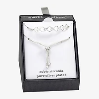 Sparkle Allure Womens Cubic Zirconia Pure Silver Over Brass Heart 6 3/4 Inch Tennis Bracelet