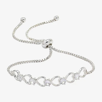 Sparkle Allure Womens Cubic Zirconia Pure Silver Over Brass Heart 6 3/4 Inch Tennis Bracelet