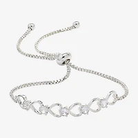 Sparkle Allure Womens Cubic Zirconia Pure Silver Over Brass Heart 6 3/4 Inch Tennis Bracelet