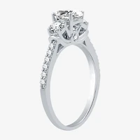 Signature By Modern Bride (H-I / I1) Womens 1 1/4 CT. T.W. Lab Grown White Diamond 10K Gold Oval Side Stone 3-Stone Engagement Ring