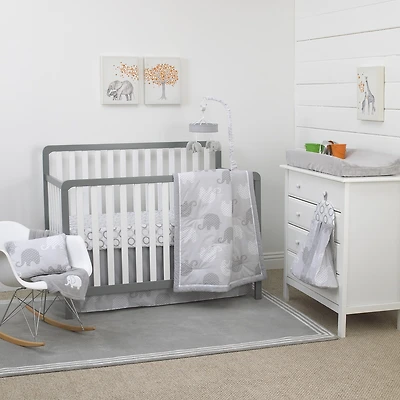 Nojo Gray Elephant 8-pc. Crib Bedding Set