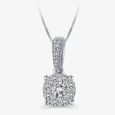 Womens 1/4 CT. T.W. Natural White Diamond 10K Gold Round 18 Inch Pendant Necklace