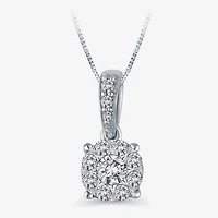 Womens 1/4 CT. T.W. Natural White Diamond 10K Gold Round 18 Inch Pendant Necklace