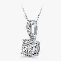 Womens 1/4 CT. T.W. Natural White Diamond 10K Gold Round 18 Inch Pendant Necklace