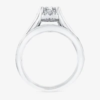 (F / VS2) Womens 1 1/2 CT. T.W. Lab Grown White Diamond 10K or 14K Gold Round Side Stone Bridal Set