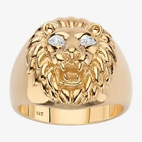 Mens Diamond Accent Natural White 18K Gold Over Silver Fashion Ring