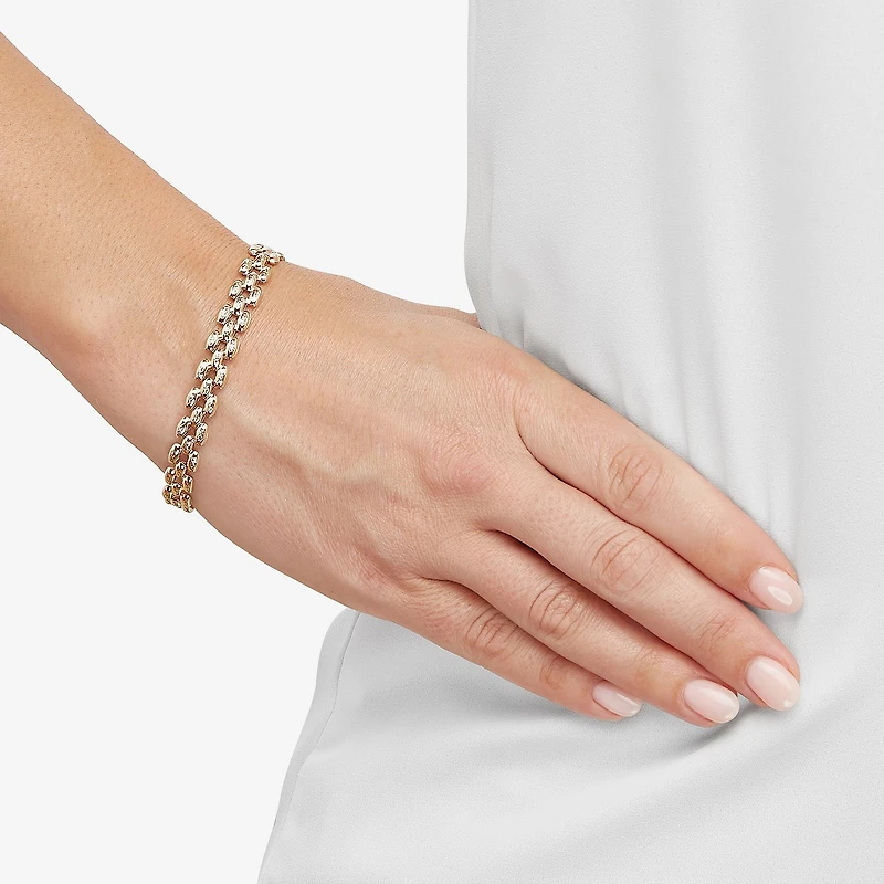 Womens 14K Gold 7.25 Inch Link Bracelet