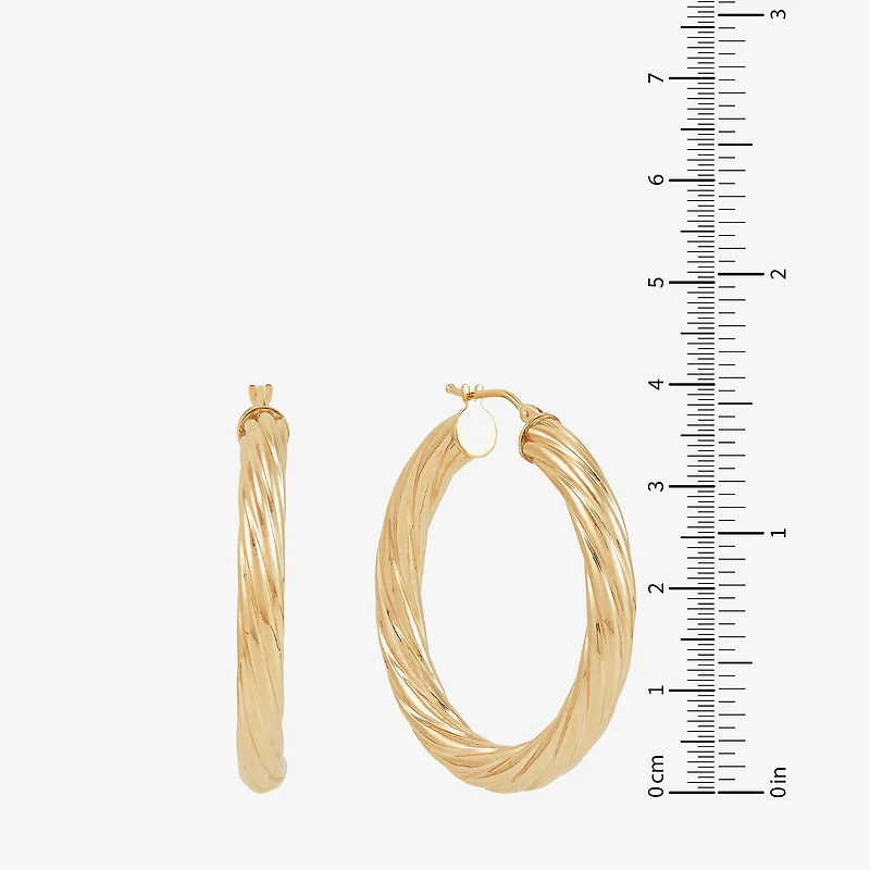 Made in Italy Womens 14K Gold 35mm Round Hoop Earrings