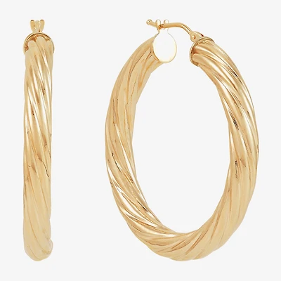 Made in Italy Womens 14K Gold 35mm Round Hoop Earrings