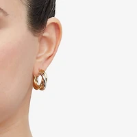 Made in Italy Womens 14K Two Tone Gold 15mm Round Hoop Earrings