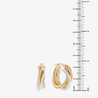Made in Italy Womens 14K Two Tone Gold 15mm Round Hoop Earrings