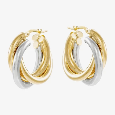 Made in Italy Womens 14K Two Tone Gold 15mm Round Hoop Earrings