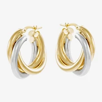 Made in Italy Womens 14K Two Tone Gold 15mm Round Hoop Earrings