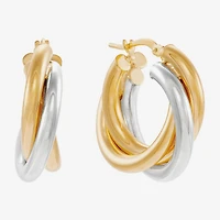 Made in Italy Womens 14K Two Tone Gold 15mm Round Hoop Earrings