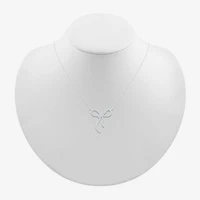 Womens 1/ CT. T.W. Natural White Diamond Sterling Silver Bow 18 Inch Pendant Necklace