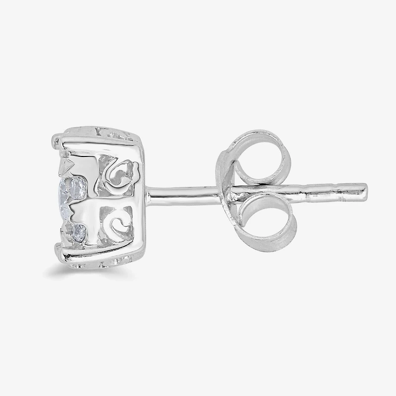 3/4 CT. T.W. Natural White Diamond Sterling Silver 6.4mm Stud Earrings