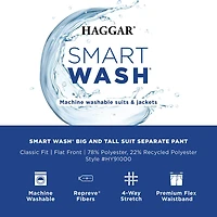 Haggar Smart Wash With Repreve Mens Big and Tall Classic Fit Flat Front Suit Pant