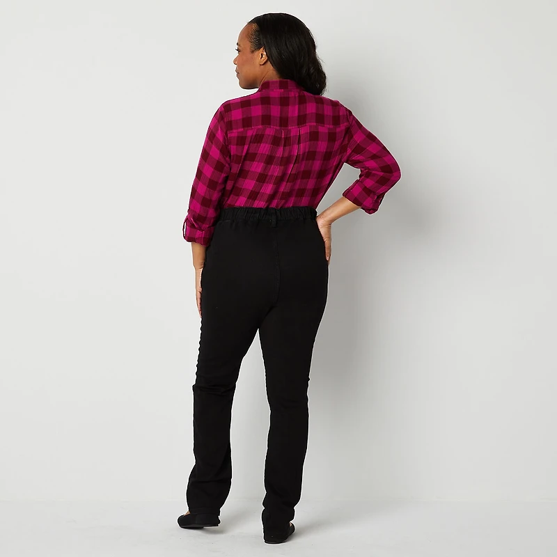 St. John's Bay Womens Mid Rise Adaptive Seated Wear Straight Leg Jean