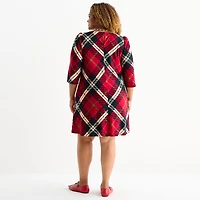 Jessica Howard Womens Plus Boat Neck 3/4 Sleeve Plaid Shift Dress