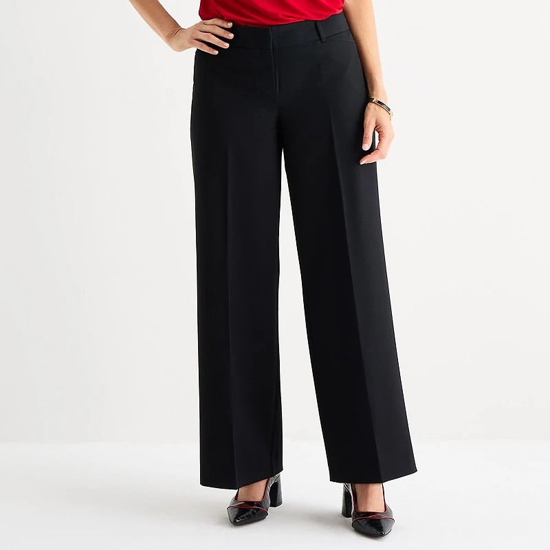 Liz Claiborne Audra Womens Wide Leg Mid Rise Trouser