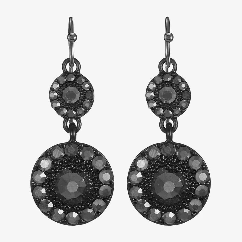 Mixit Black Womens Gray Glass Round Drop Earrings