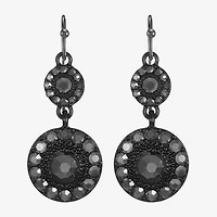 Mixit Black Womens Gray Glass Round Drop Earrings