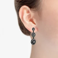 Mixit Black Womens Gray Glass Round Hypoallergenic Drop Earrings