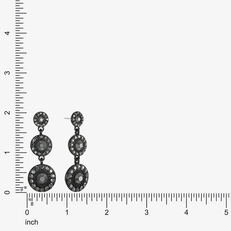 Mixit Black Womens Gray Glass Round Hypoallergenic Drop Earrings