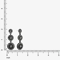 Mixit Black Womens Gray Glass Round Hypoallergenic Drop Earrings