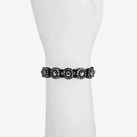 Mixit Black Womens Gray Glass Round Stretch Bracelet