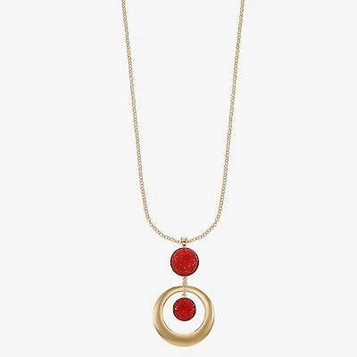 Mixit Gold Tone Womens 24 Inch Pendant Necklace