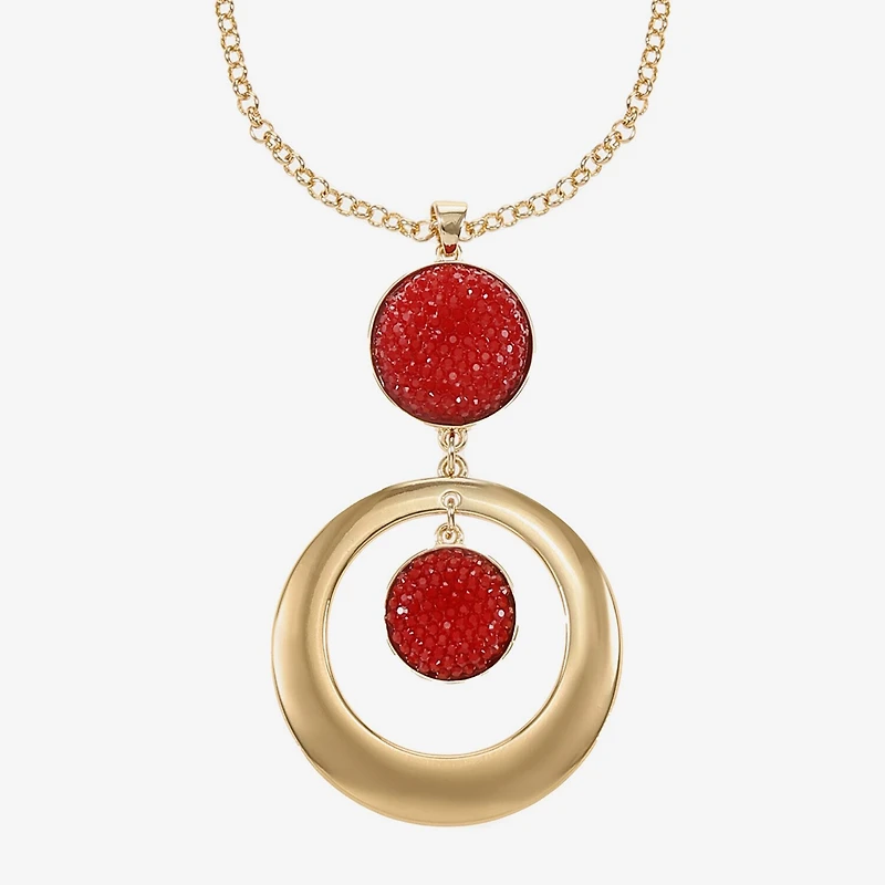 Mixit Gold Tone Womens 24 Inch Pendant Necklace