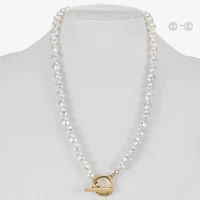 Liz Claiborne Gold Tone Toggle Collar Necklace & Stud Earring Womens Simulated Pearl 2-pc. Jewelry Set
