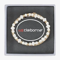 Liz Claiborne Gold Tone Womens Simulated Pearl Stretch Bracelet
