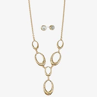 Liz Claiborne Y Necklace & Stud Earring Womens Glass Oval 2-pc. Jewelry Set