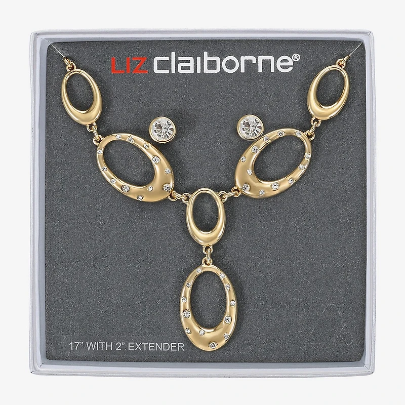 Liz Claiborne Y Necklace & Stud Earring Womens Glass Oval 2-pc. Jewelry Set