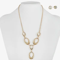 Liz Claiborne Y Necklace & Stud Earring Womens Glass Oval 2-pc. Jewelry Set